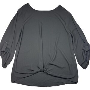 Pink Republic Black Twist Front 3/4 Sleeve Top Womens Medium Office Career Basic